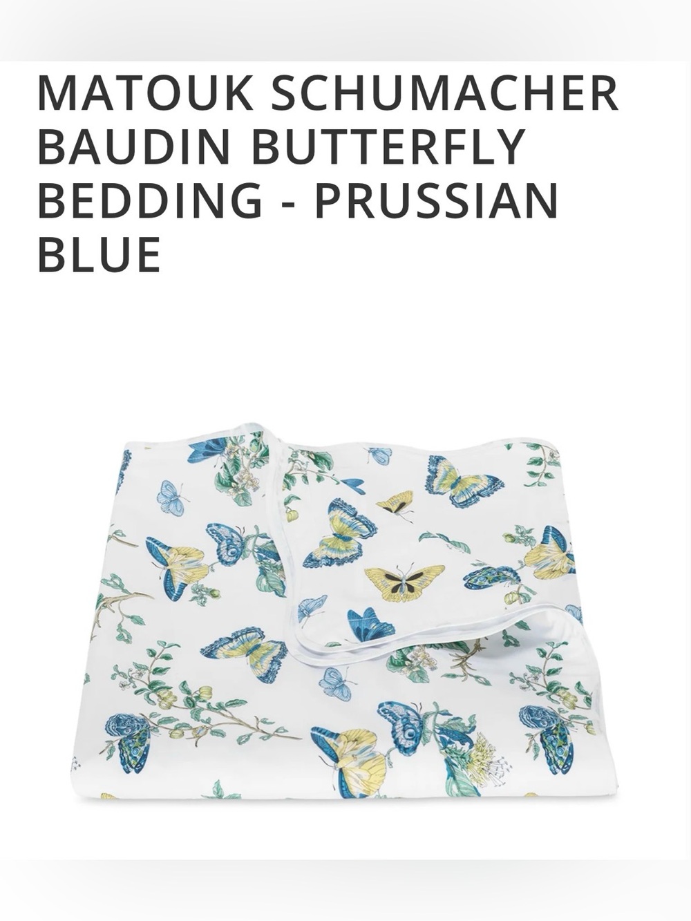 NEW Full Queen MATOUK SCHUMACHER BAUDIN BUTTERFLY DUVET -PRUSSIAN BLUE $725MSRP
